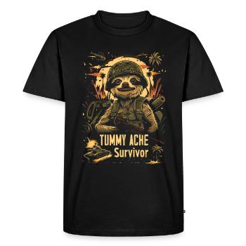 Funny Sloth Meme Stomach Ache - Men's Premium Organic T-Shirt - black - Front - Nico (187cm)