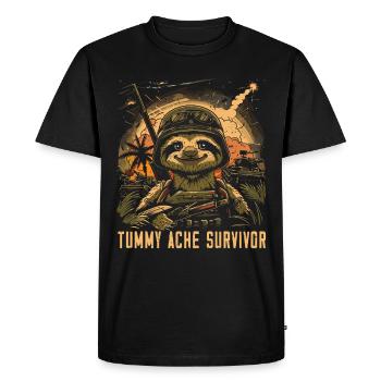 Funny Sloth Meme Stomach Ache - Men's Premium Organic T-Shirt - black - Front - Nico (187cm)