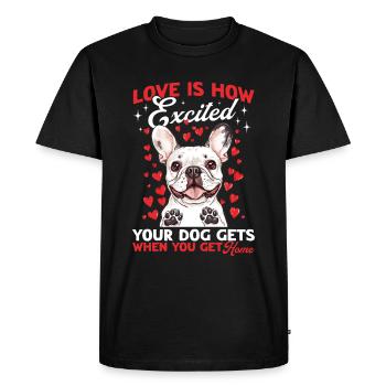 Bouledogue français Frenchie Propriétaire de chien - T-shirt Premium bio Homme - noir - Devant - Nico (187cm)