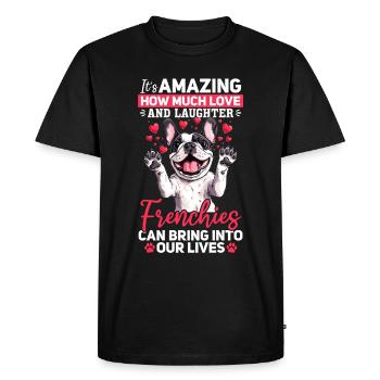 Bouledogue français Frenchie Propriétaire de chien - T-shirt Premium bio Homme - noir - Devant - Nico (187cm)