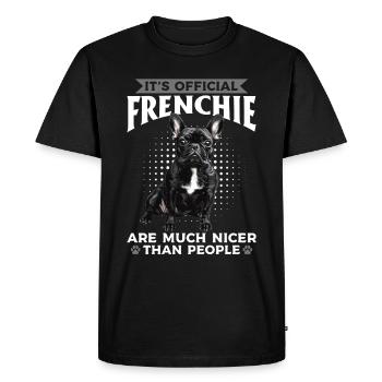 Bouledogue français Frenchie Propriétaire de chien - T-shirt Premium bio Homme - noir - Devant - Nico (187cm)
