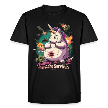Funny Unicorn Meme Stomach Ache - Men's Premium Organic T-Shirt - black - Front - Nico (187cm)