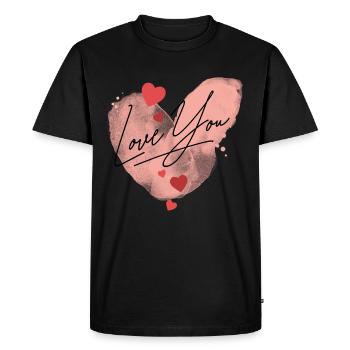 Je t’aime Cœur Amour Couple Amoureux - T-shirt Premium bio Homme - noir - Devant - Nico (187cm)