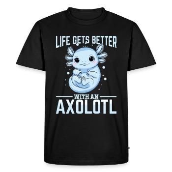 Cute Axolotl Life Gets Better with an Axolotl - Men's Premium Organic T-Shirt - black - Front - Nico (187cm)