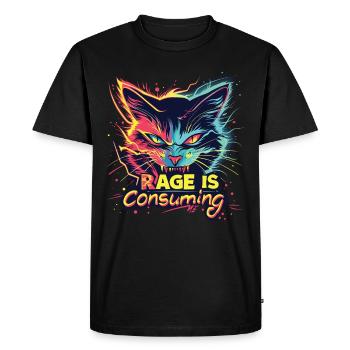 Cat Rage Consumes Me Humor Meme - Men's Premium Organic T-Shirt - black - Front - Nico (187cm)