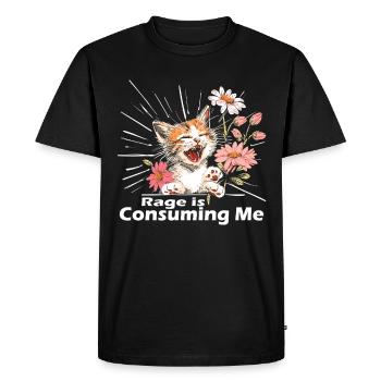 Cat Rage Consumes Me Humor Meme - Men's Premium Organic T-Shirt - black - Front - Nico (187cm)