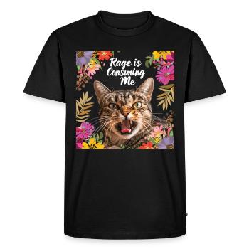 Cat Rage Consumes Me Humor Meme - Men's Premium Organic T-Shirt - black - Front - Nico (187cm)