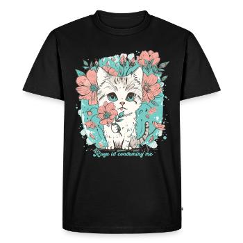 Cat Rage Consumes Me Humor Meme - Men's Premium Organic T-Shirt - black - Front - Nico (187cm)