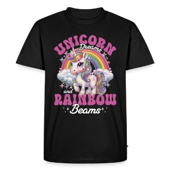 Rêve mignon licorne arcs-en-ciel - T-shirt Premium bio Homme - noir - Devant - Nico (187cm)