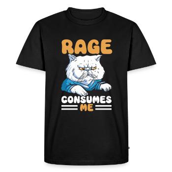 Chat Gras Gros Chat Humour Mème - T-shirt Premium bio Homme - noir - Devant - Nico (187cm)