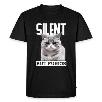 Chat Gras Gros Chat Humour Mème - T-shirt Premium bio Homme - noir - Devant - Nico (187cm)
