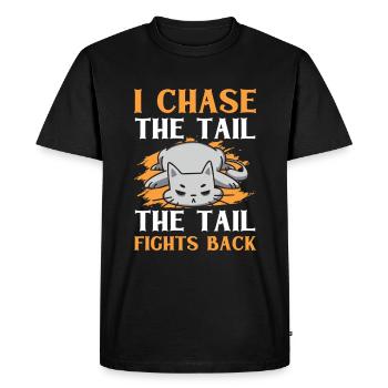 Chat Gras Gros Chat Humour Mème - T-shirt Premium bio Homme - noir - Devant - Nico (187cm)