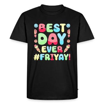 Happy Friday Fri Yay Teacher School Meme - Men's Premium Organic T-Shirt - black - Front - Nico (187cm)