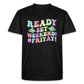 Happy Friday Fri Yay Teacher School Meme - Men's Premium Organic T-Shirt - black - Front - Nico (187cm)