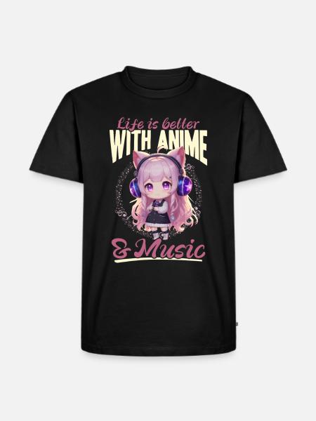 Anime & Music Kawaii - Men's Premium Organic T-Shirt - black