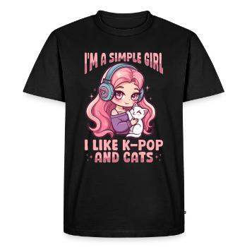 Anime K Pop & Chats Kawaii - T-shirt Premium bio Homme - noir - Devant - Nico (187cm)