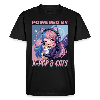 Anime K Pop & Chats Kawaii - T-shirt Premium bio Homme - noir - Devant - Nico (187cm)