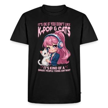 Anime K Pop & Chats Kawaii - T-shirt Premium bio Homme - noir - Devant - Nico (187cm)