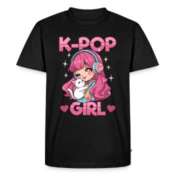 Anime K Pop & Chats Kawaii - T-shirt Premium bio Homme - noir - Devant - Nico (187cm)