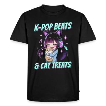 Anime K Pop & Chats Kawaii - T-shirt Premium bio Homme - noir - Devant - Nico (187cm)