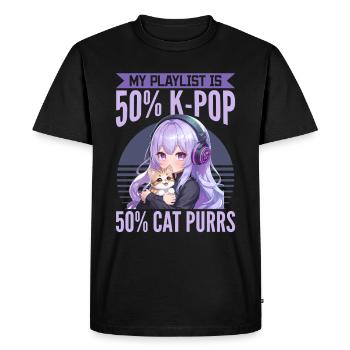 Anime K Pop & Chats Kawaii - T-shirt Premium bio Homme - noir - Devant - Nico (187cm)