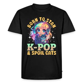 Anime K Pop & Chats Kawaii - T-shirt Premium bio Homme - noir - Devant - Nico (187cm)