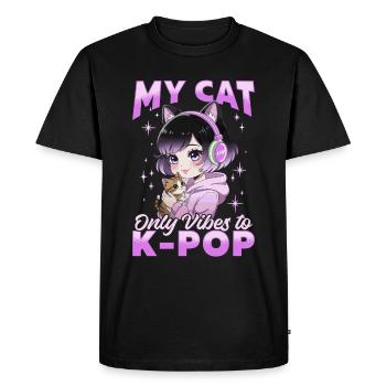 Anime K Pop & Chats Kawaii - T-shirt Premium bio Homme - noir - Devant - Nico (187cm)