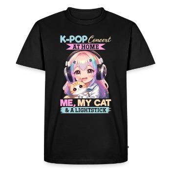 Anime K Pop & Chats Kawaii - T-shirt Premium bio Homme - noir - Devant - Nico (187cm)