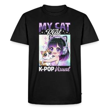 Anime K Pop & Chats Kawaii - T-shirt Premium bio Homme - noir - Devant - Nico (187cm)