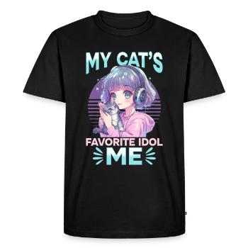 Anime K Pop & Chats Kawaii - T-shirt Premium bio Homme - noir - Devant - Nico (187cm)