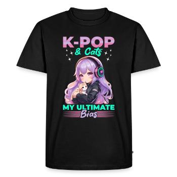 Anime K Pop & Chats Kawaii - T-shirt Premium bio Homme - noir - Devant - Nico (187cm)