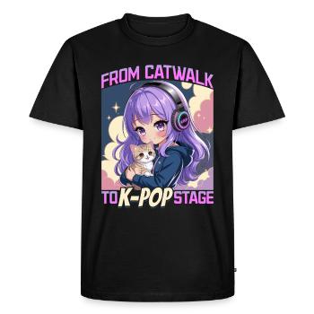Anime K Pop & Chats Kawaii - T-shirt Premium bio Homme - noir - Devant - Nico (187cm)