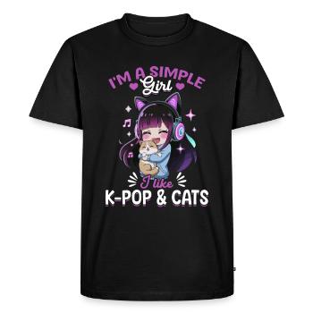 Anime K Pop & Chats Kawaii - T-shirt Premium bio Homme - noir - Devant - Nico (187cm)