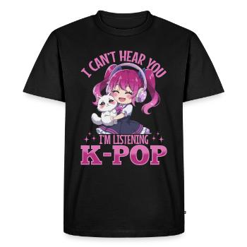 Anime K Pop & Chats Kawaii - T-shirt Premium bio Homme - noir - Devant - Nico (187cm)