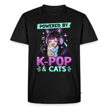 Anime K Pop & Chats Kawaii - T-shirt Premium bio Homme - noir - Devant - Nico (187cm)
