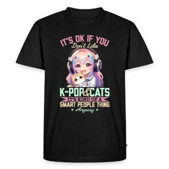 Anime K Pop & Chats Kawaii - T-shirt Premium bio Homme - noir - Devant - Nico (187cm)
