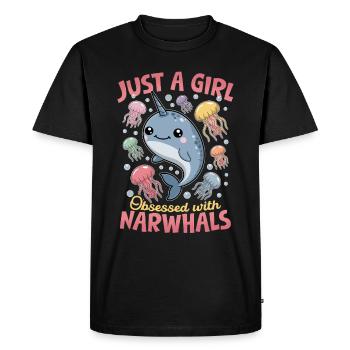 Narval Chibi Kawaii - T-shirt Premium bio Homme - noir - Devant - Nico (187cm)