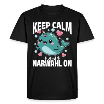 Narval Chibi Kawaii - T-shirt Premium bio Homme - noir - Devant - Nico (187cm)