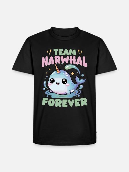 Narwhal Chibi Kawaii - Männer Premium Bio T-Shirt - Schwarz
