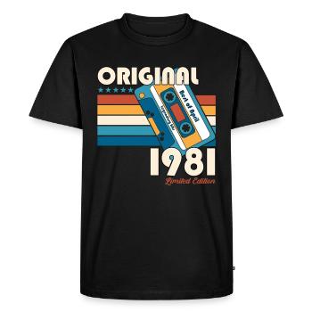 Cassette du 44e anniversaire avril 1981 - T-shirt Premium bio Homme - noir - Devant - Nico (187cm)