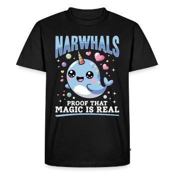Narval Chibi Kawaii - T-shirt Premium bio Homme - noir - Devant - Nico (187cm)