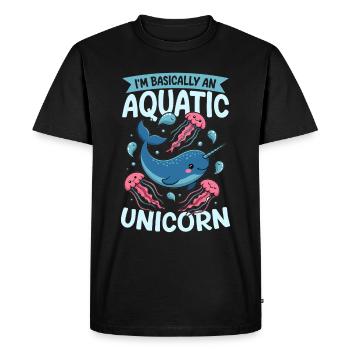 Narval Chibi Kawaii - T-shirt Premium bio Homme - noir - Devant - Nico (187cm)