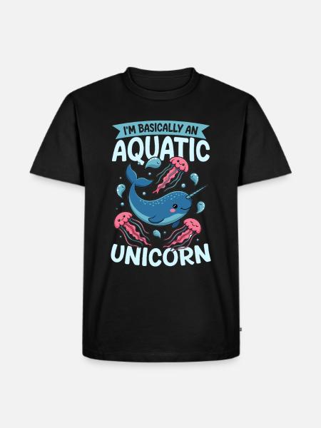 Narwhal Chibi Kawaii - Männer Premium Bio T-Shirt - Schwarz