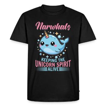 Narval Chibi Kawaii - T-shirt Premium bio Homme - noir - Devant - Nico (187cm)
