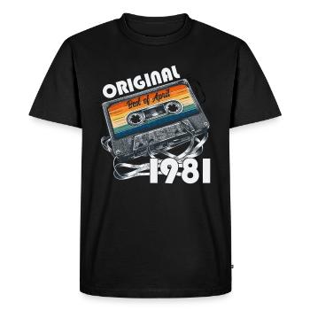 Cassette du 44e anniversaire avril 1981 - T-shirt Premium bio Homme - noir - Devant - Nico (187cm)