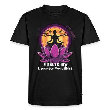 Méditation Rire drôle Yoga - T-shirt Premium bio Homme - noir - Devant - Nico (187cm)