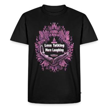 Méditation Rire drôle Yoga - T-shirt Premium bio Homme - noir - Devant - Nico (187cm)