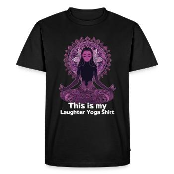 Méditation Rire drôle Yoga - T-shirt Premium bio Homme - noir - Devant - Nico (187cm)