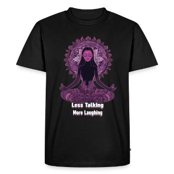 Méditation Rire drôle Yoga - T-shirt Premium bio Homme - noir - Devant - Nico (187cm)