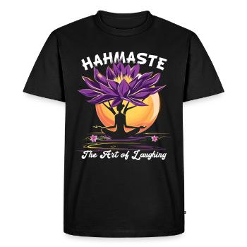 Méditation Rire drôle Yoga - T-shirt Premium bio Homme - noir - Devant - Nico (187cm)